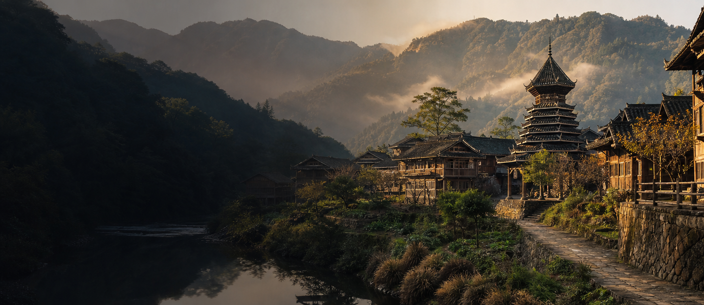 黔东南村寨与山水主题横幅